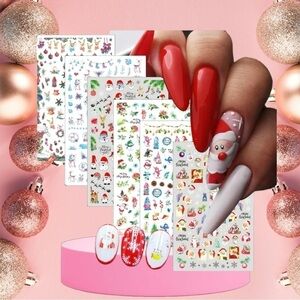 Christmas Nail Art Stickers 24 Sheets-1800 Snowman Tree Stockings Bell NIP